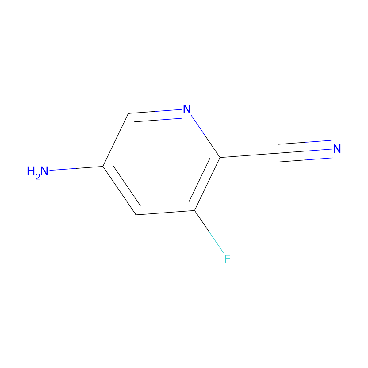 5-Amino-3-fluoropyridine-2-carbonitrile molecular structure, CAS 573763-07-2