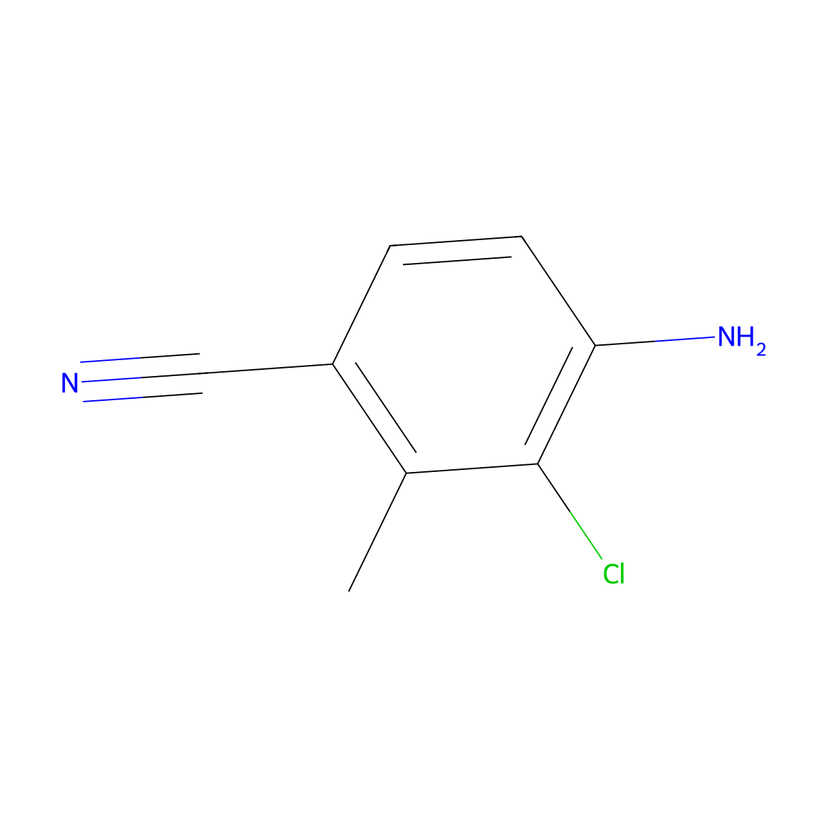 4-Amino-3-chloro-2-methylbenzonitrile molecular structure, CAS 573767-71-2