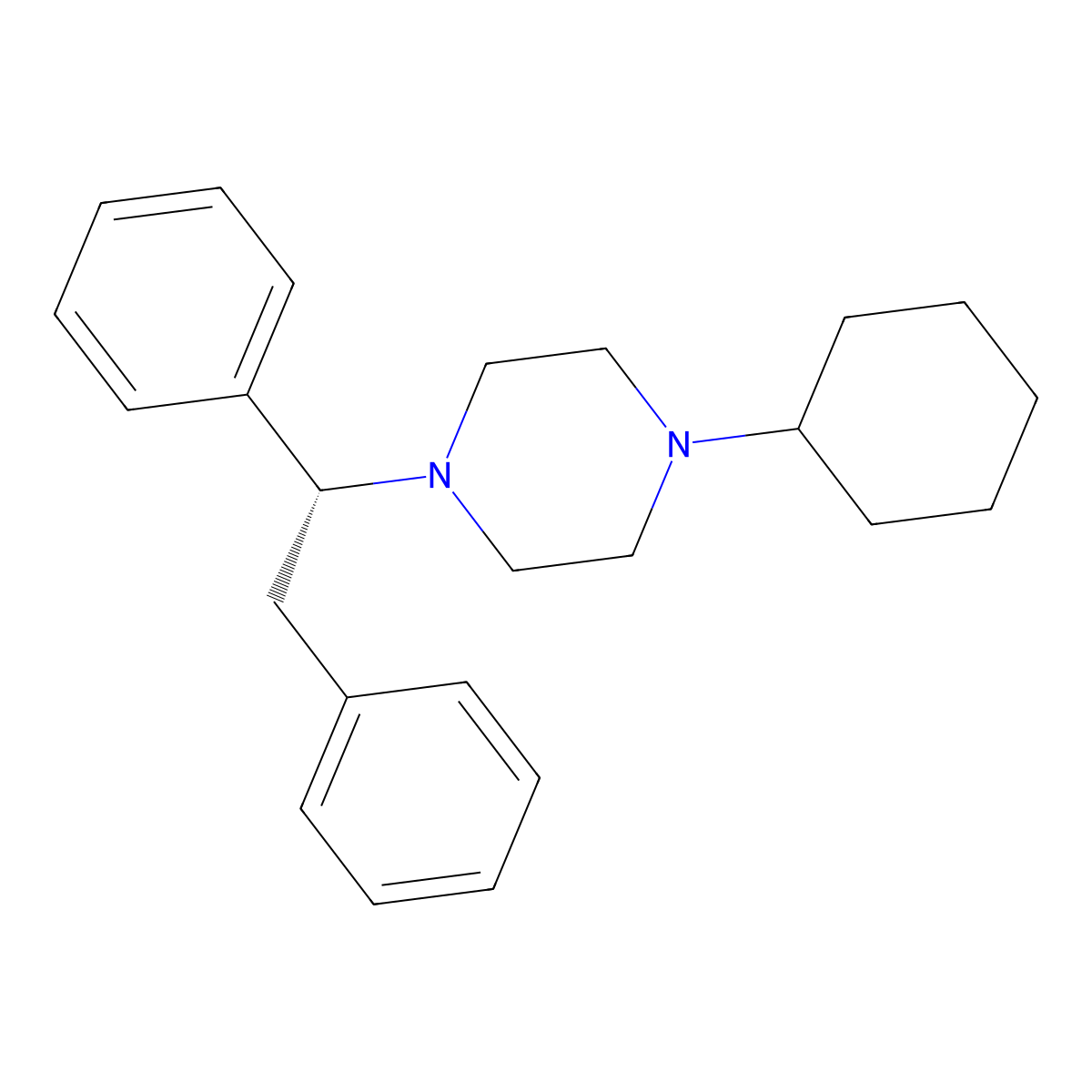 1-cyclohexyl-4-[(1R)-1,2-diphenylethyl]piperazine molecular structure, CAS 57377-70-5
