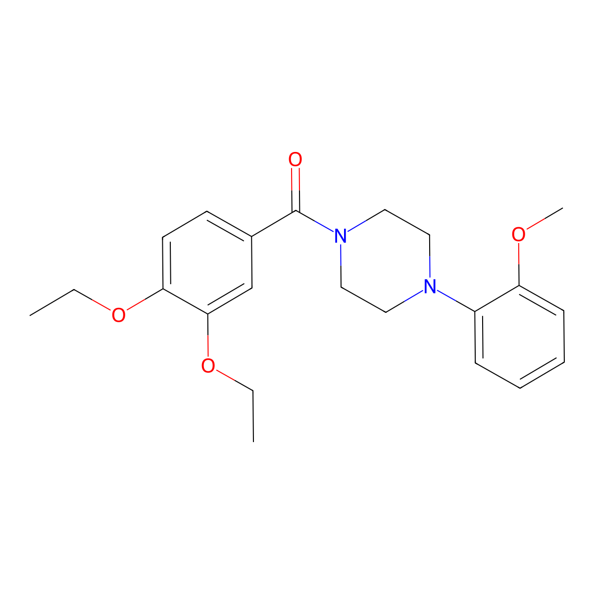 1-(3,4-Diethoxybenzoyl)-4-(2-methoxyphenyl)piperazine molecular structure, CAS 5738-10-3
