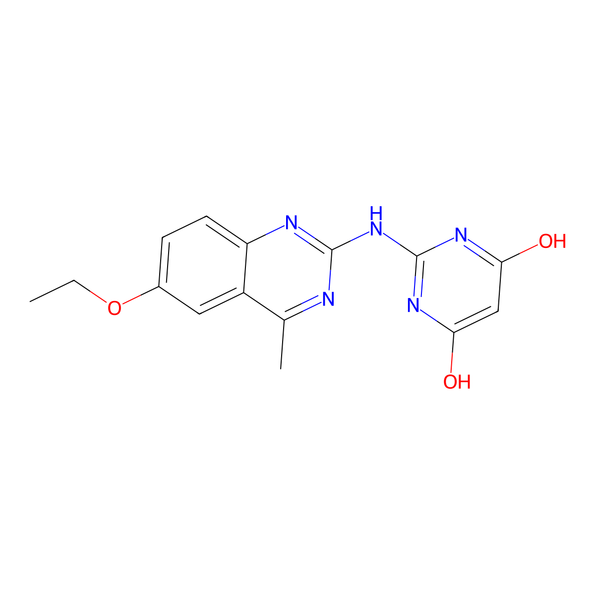2-[(6-Ethoxy-4-methylquinazolin-2-yl)amino]pyrimidine-4,6-diol molecular structure, CAS 5738-11-4