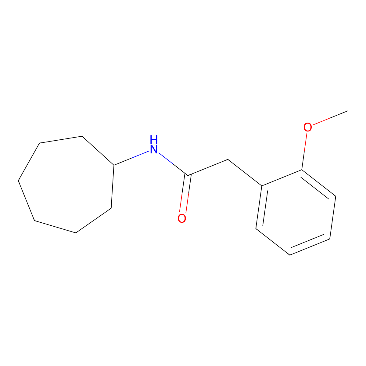 N-cycloheptyl-2-(2-methoxyphenyl)acetamide molecular structure, CAS 5738-37-4