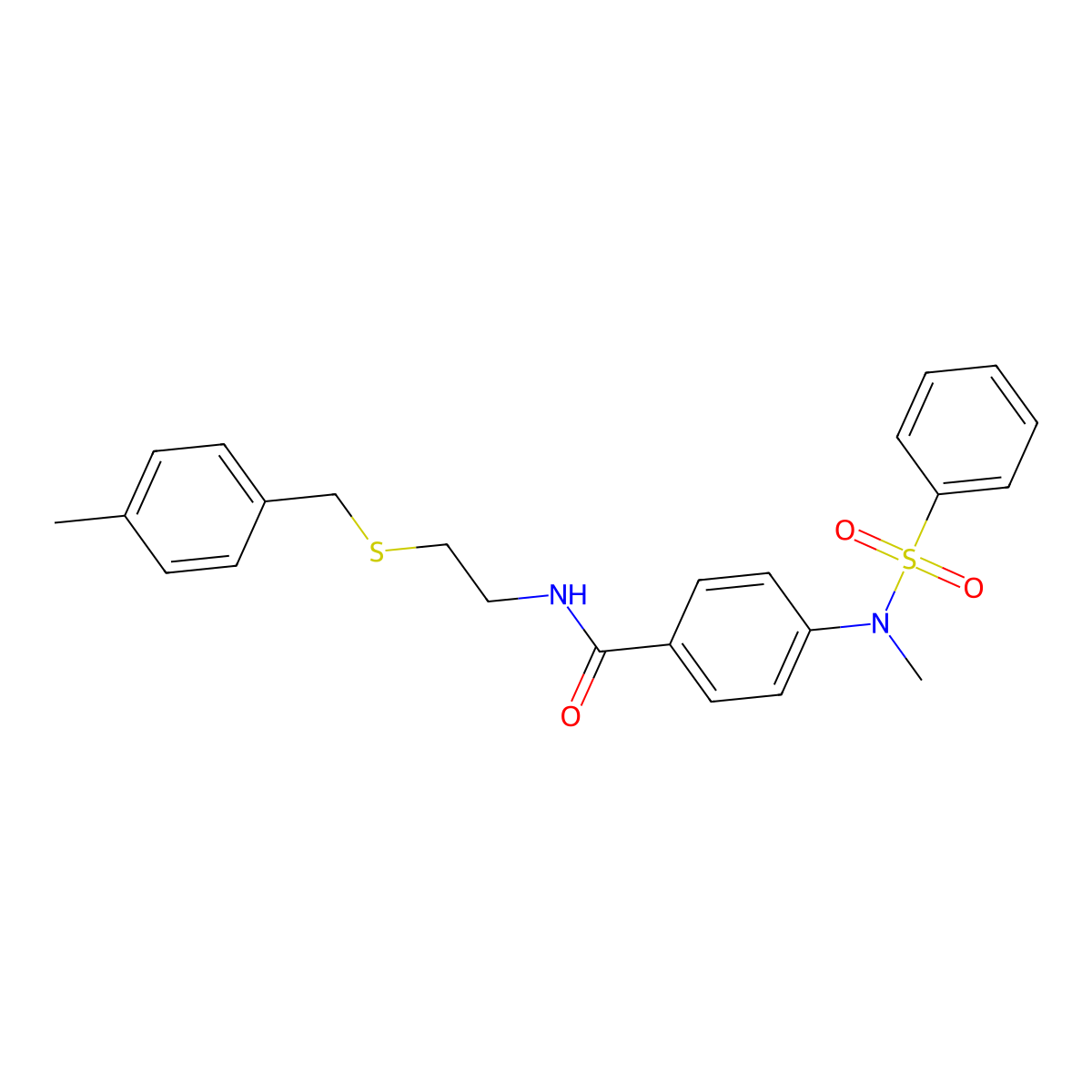 4-[benzenesulfonyl(methyl)amino]-N-[2-[(4-methylphenyl)methylsulfanyl]ethyl]benzamide molecular structure, CAS 5738-62-5