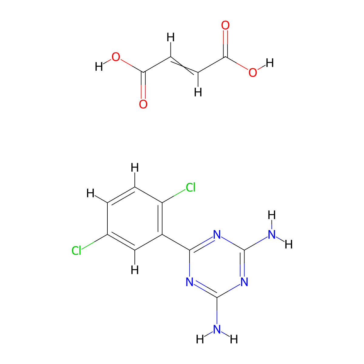 6-(2,5-Dichlorophenyl)-1,3,5-triazine-2,4-diamine maleate molecular structure, CAS 57381-28-9