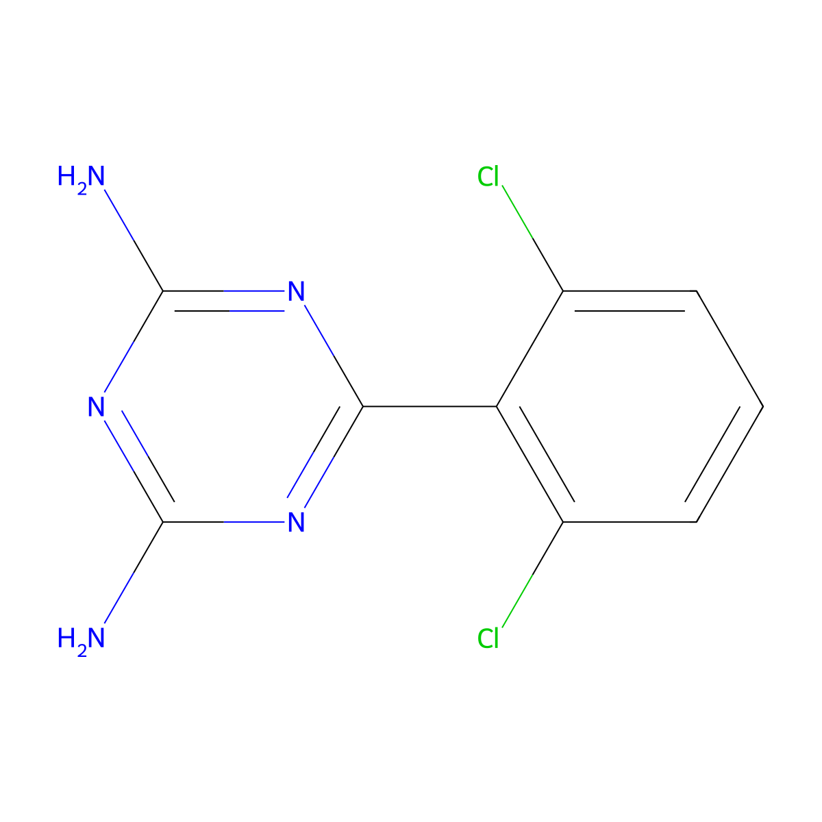 6-(2,6-Dichlorophenyl)-1,3,5-triazine-2,4-diamine molecular structure, CAS 57381-54-1