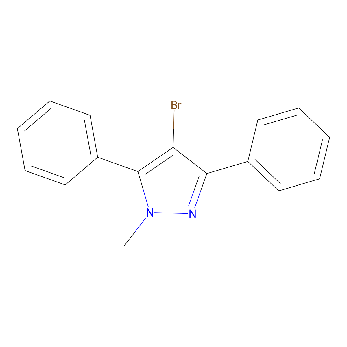 4-Bromo-1-methyl-3,5-diphenyl-1H-pyrazole molecular structure, CAS 57389-74-9