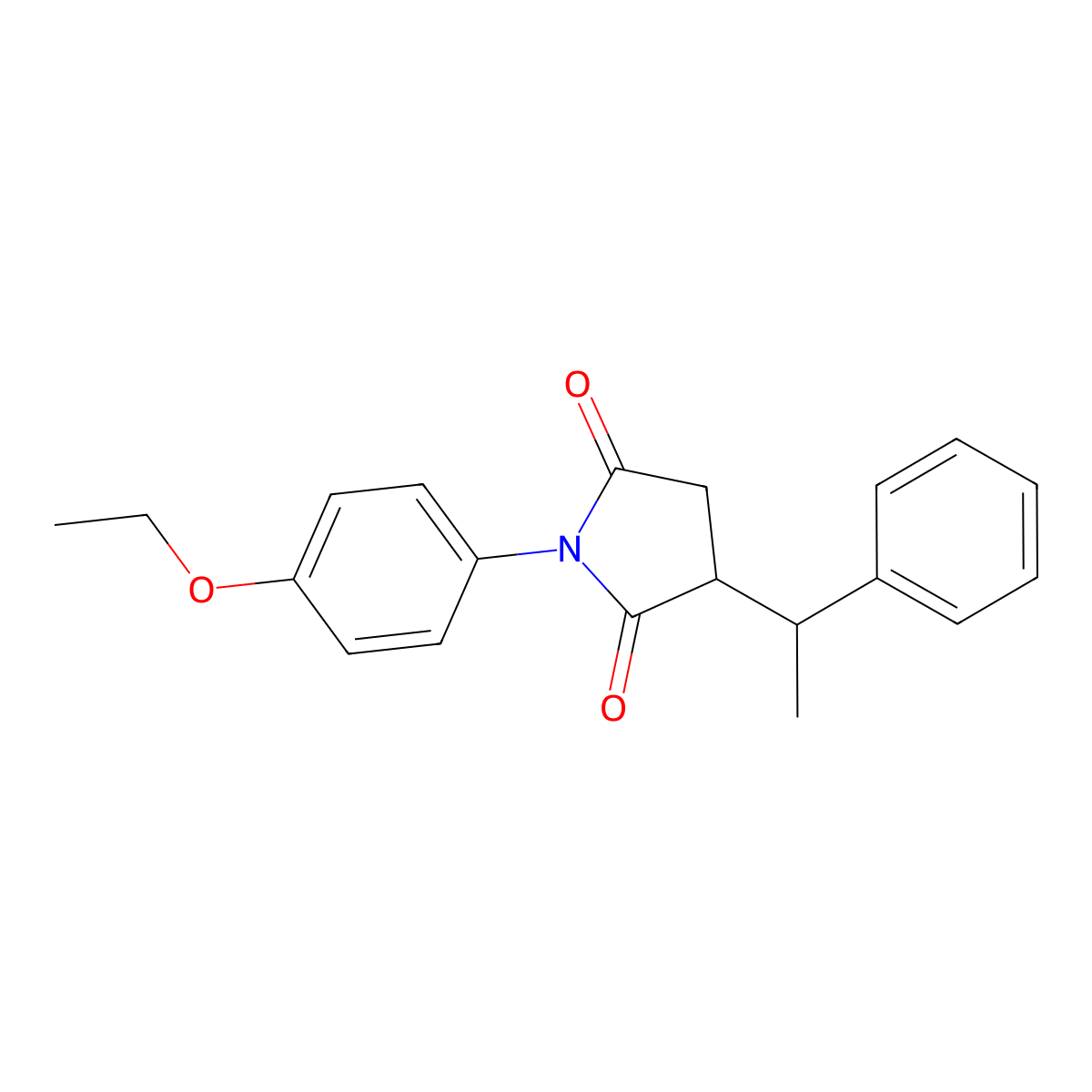 1-(4-Ethoxy-phenyl)-3-(1-phenyl-ethyl)-pyrrolidine-2,5-dione molecular structure, CAS 5739-06-0