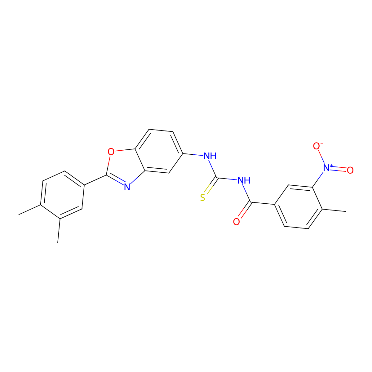 N-[[2-(3,4-dimethylphenyl)-1,3-benzoxazol-5-yl]carbamothioyl]-4-methyl-3-nitrobenzamide molecular structure, CAS 5739-23-1