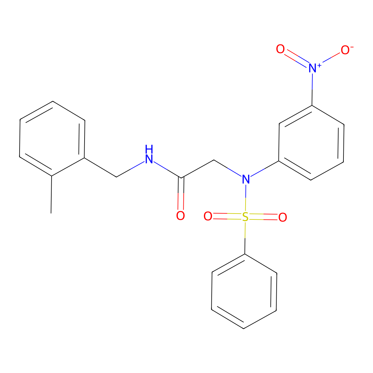 2-[N-(benzenesulfonyl)-3-nitroanilino]-N-[(2-methylphenyl)methyl]acetamide molecular structure, CAS 5739-66-2