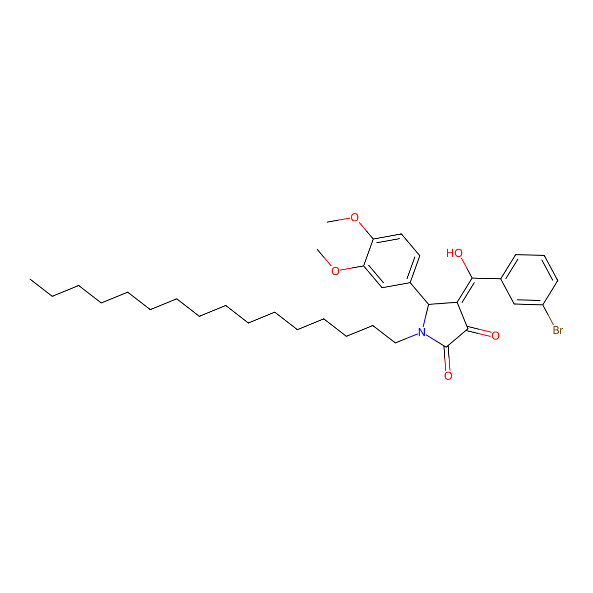 4-[(3-Bromophenyl)-hydroxymethylidene]-5-(3,4-dimethoxyphenyl)-1-hexadecylpyrrolidine-2,3-dione molecular structure, CAS 5739-84-4