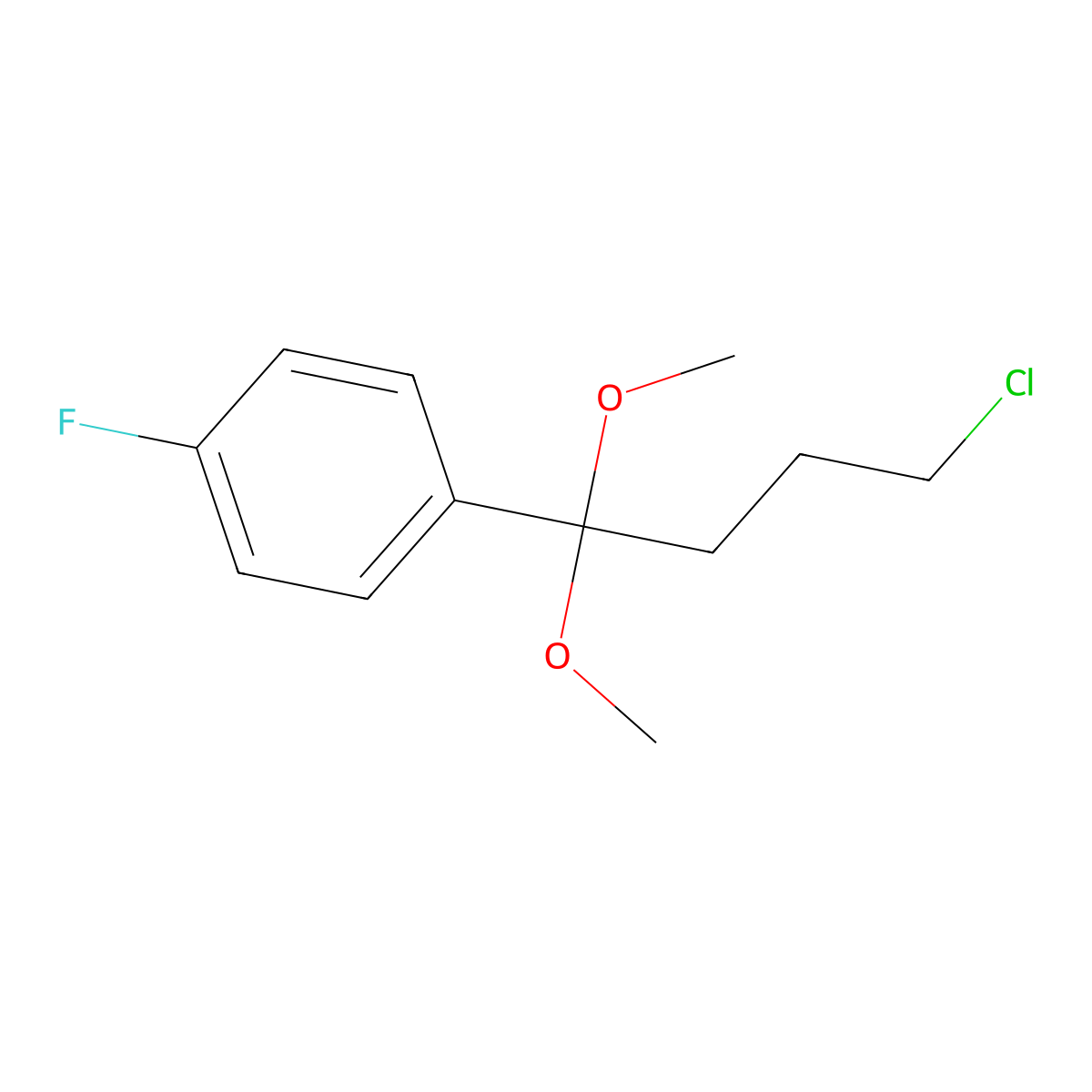 1-(4-Chloro-1,1-dimethoxybutyl)-4-fluorobenzene molecular structure, CAS 57390-39-3