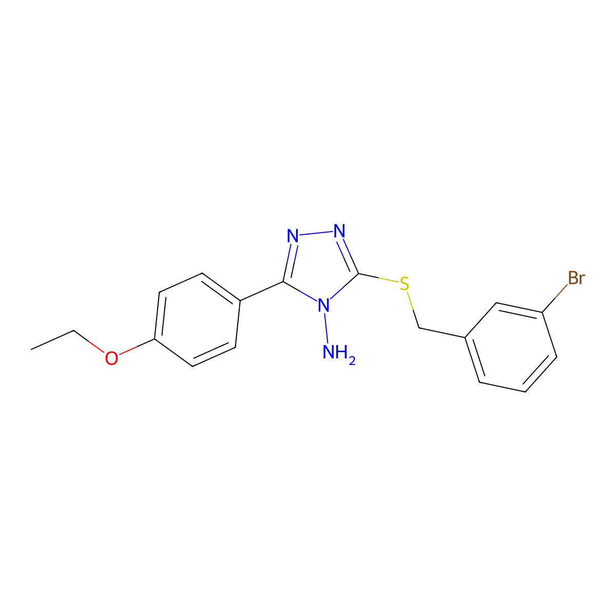 3-[(3-Bromophenyl)methylthio]-5-(4-ethoxyphenyl)-1,2,4-triazole-4-ylamine molecular structure, CAS 573929-73-4