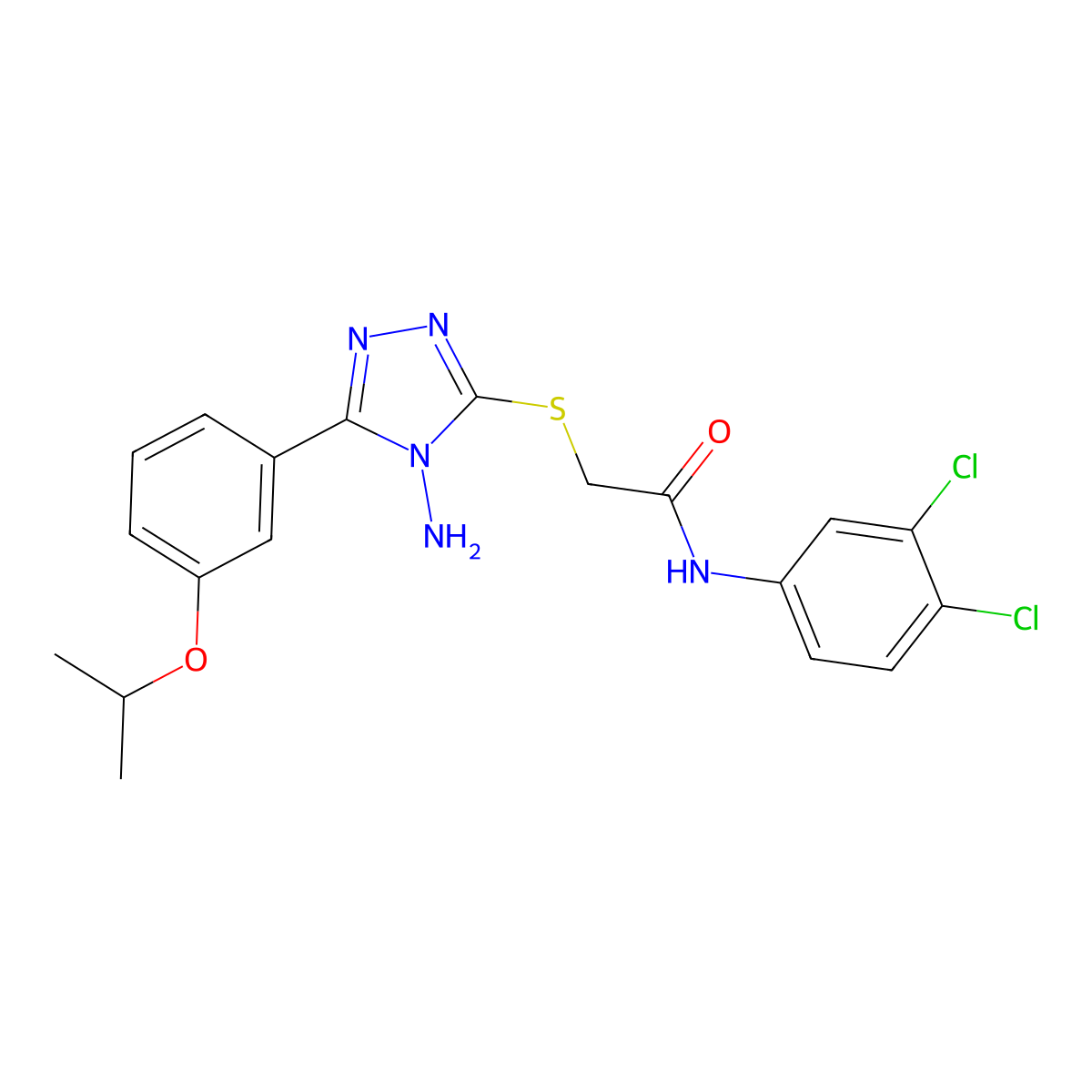 2-{4-amino-5-[3-(methylethoxy)phenyl](1,2,4-triazol-3-ylthio)}-N-(3,4-dichloro phenyl)acetamide molecular structure, CAS 573930-12-8