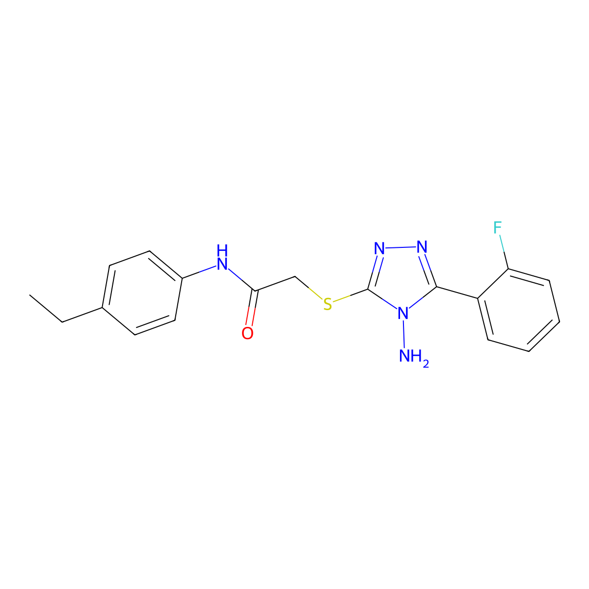 2-[4-amino-5-(2-fluorophenyl)(1,2,4-triazol-3-ylthio)]-N-(4-ethylphenyl)acetam ide molecular structure, CAS 573930-28-6