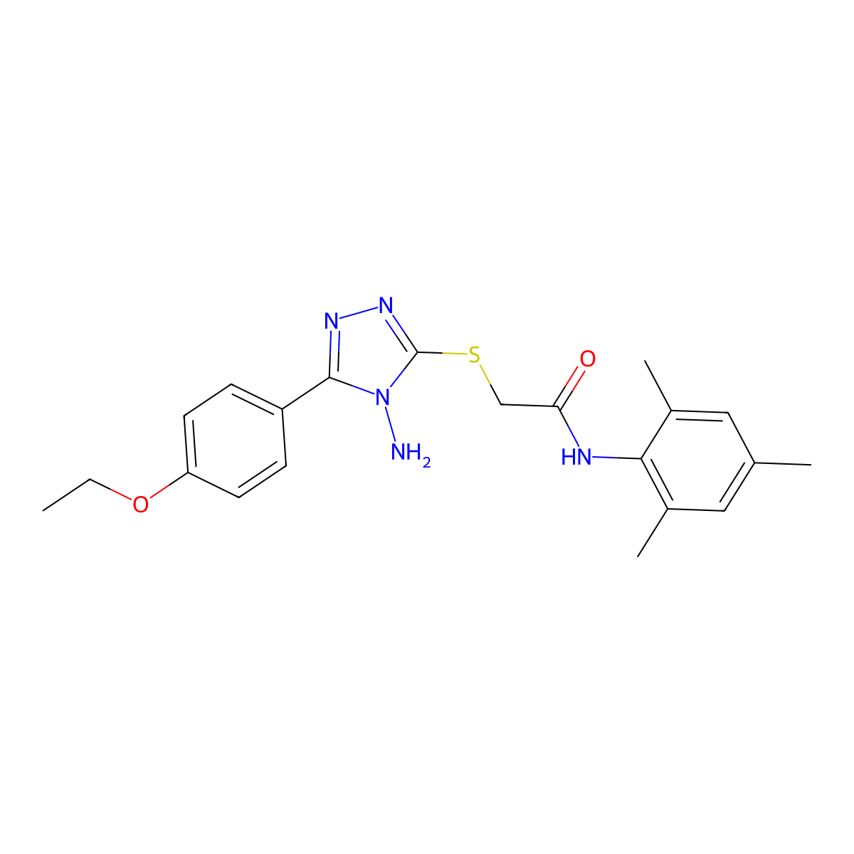 2-[4-amino-5-(4-ethoxyphenyl)(1,2,4-triazol-3-ylthio)]-N-(2,4,6-trimethylpheny l)acetamide molecular structure, CAS 573930-32-2