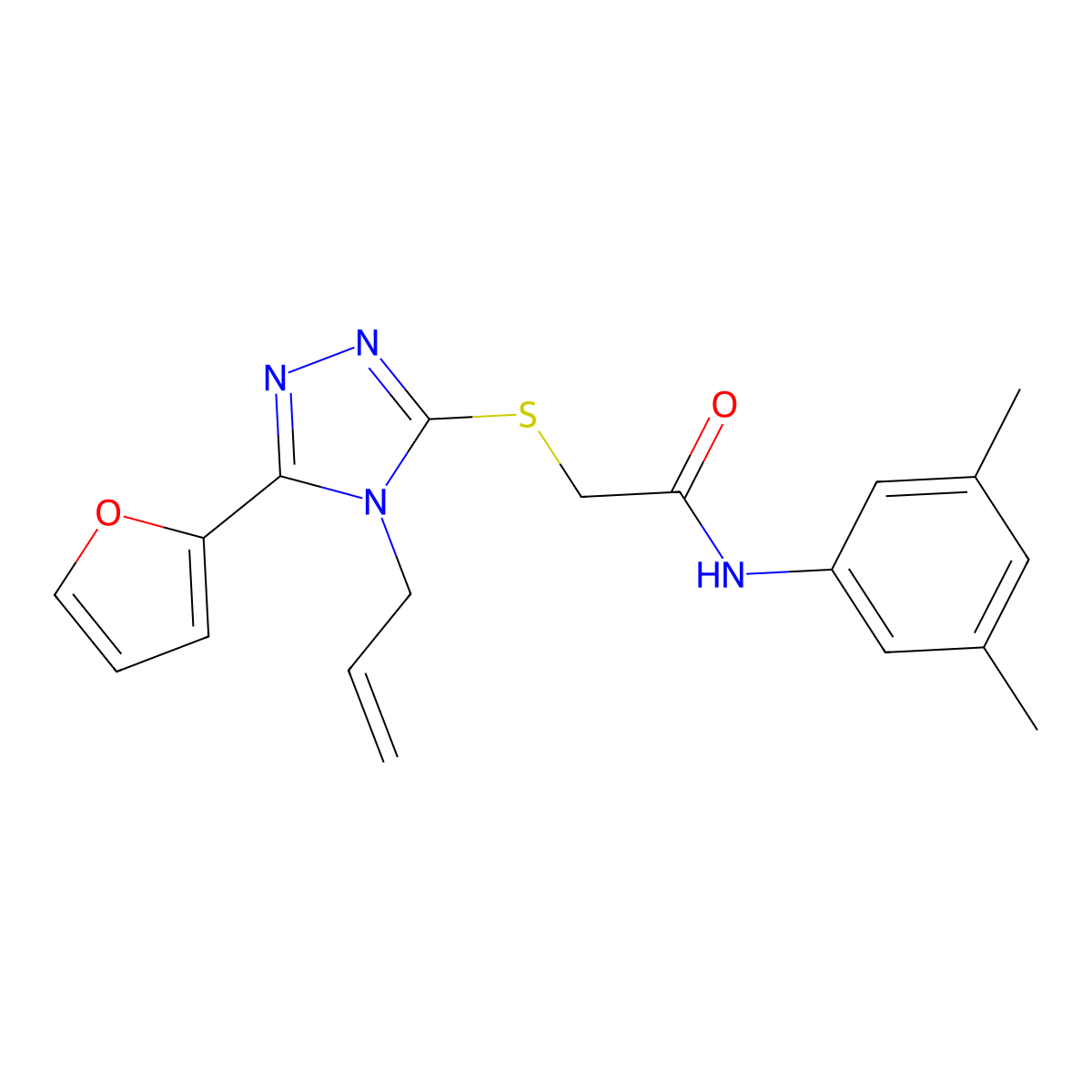 2-((4-Allyl-5-(2-furyl)-4H-1,2,4-triazol-3-YL)sulfanyl)-N-(3,5-dimethylphenyl)acetamide molecular structure, CAS 573930-36-6