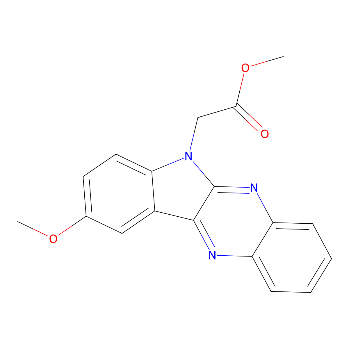 methyl 2-{9-methoxy-6H-indolo[2,3-b]quinoxalin-6-yl}acetate molecular structure, CAS 573930-75-3