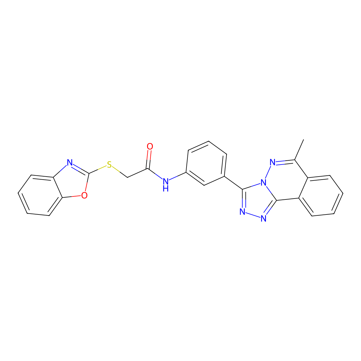 2-(1,3-benzoxazol-2-ylthio)-N-[3-(6-methyl[1,2,4]triazolo[3,4-a]phthalazin-3-yl)phenyl]acetamide molecular structure, CAS 573930-77-5