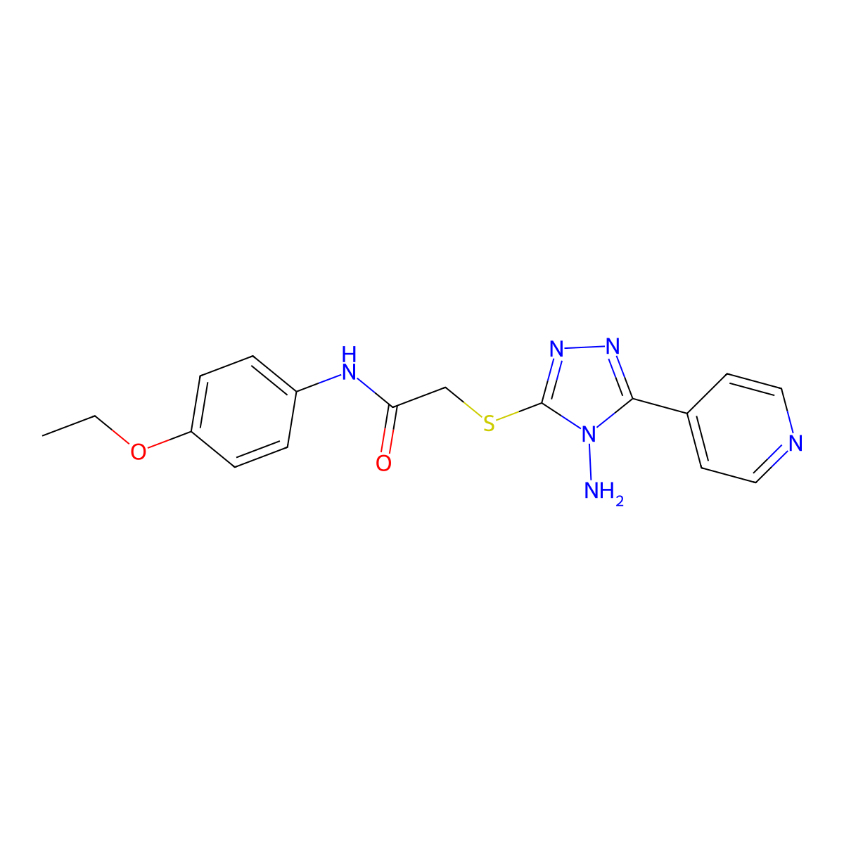 2-((4-amino-5-(pyridin-4-yl)-4H-1,2,4-triazol-3-yl)thio)-N-(4-ethoxyphenyl)acetamide molecular structure, CAS 573930-85-5