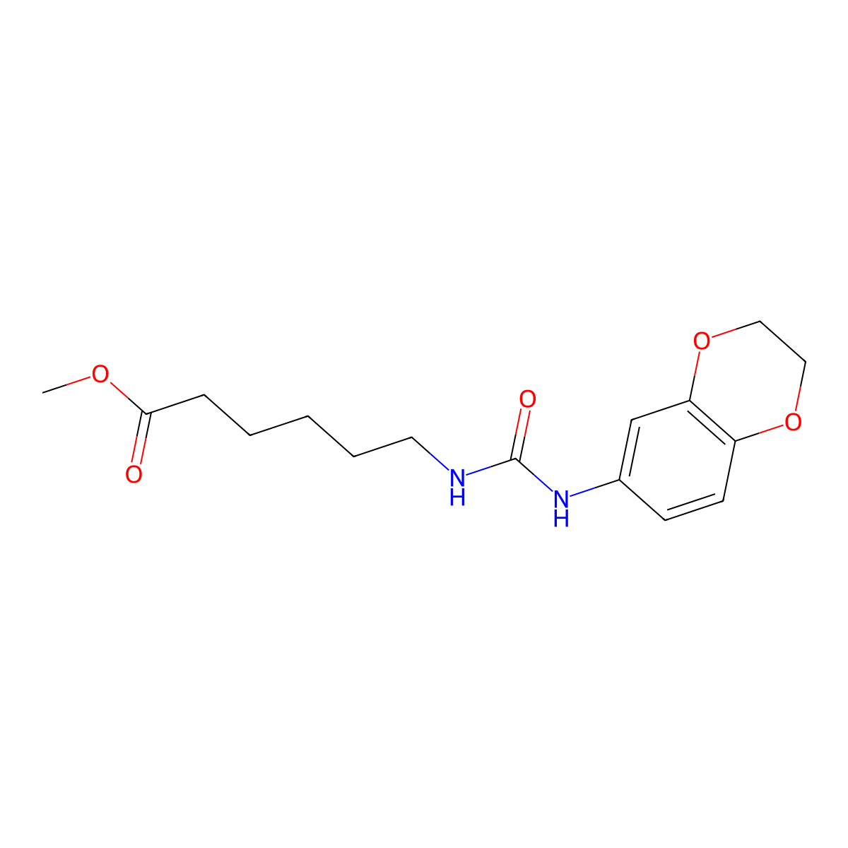 Methyl 6-[(2,3-dihydro-1,4-benzodioxin-6-ylcarbamoyl)amino]hexanoate molecular structure, CAS 573931-11-0
