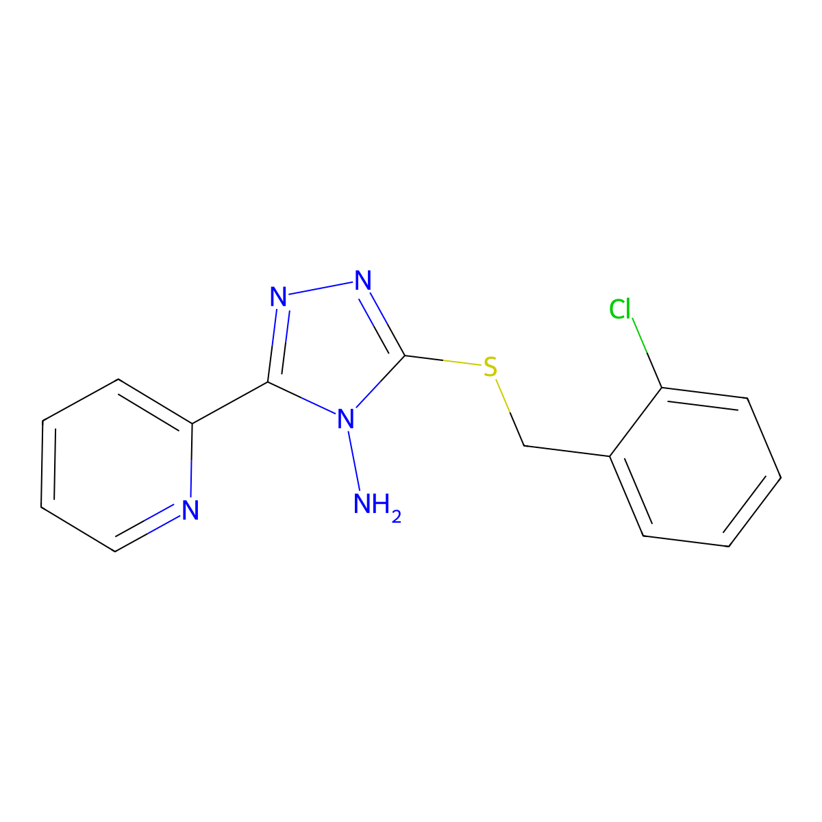 3-[(2-Chlorophenyl)methylthio]-5-(2-pyridyl)-1,2,4-triazole-4-ylamine molecular structure, CAS 573931-14-3