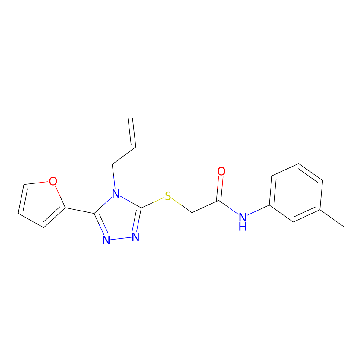 2-((4-Allyl-5-(2-furyl)-4H-1,2,4-triazol-3-YL)thio)-N-(3-methylphenyl)acetamide molecular structure, CAS 573931-16-5