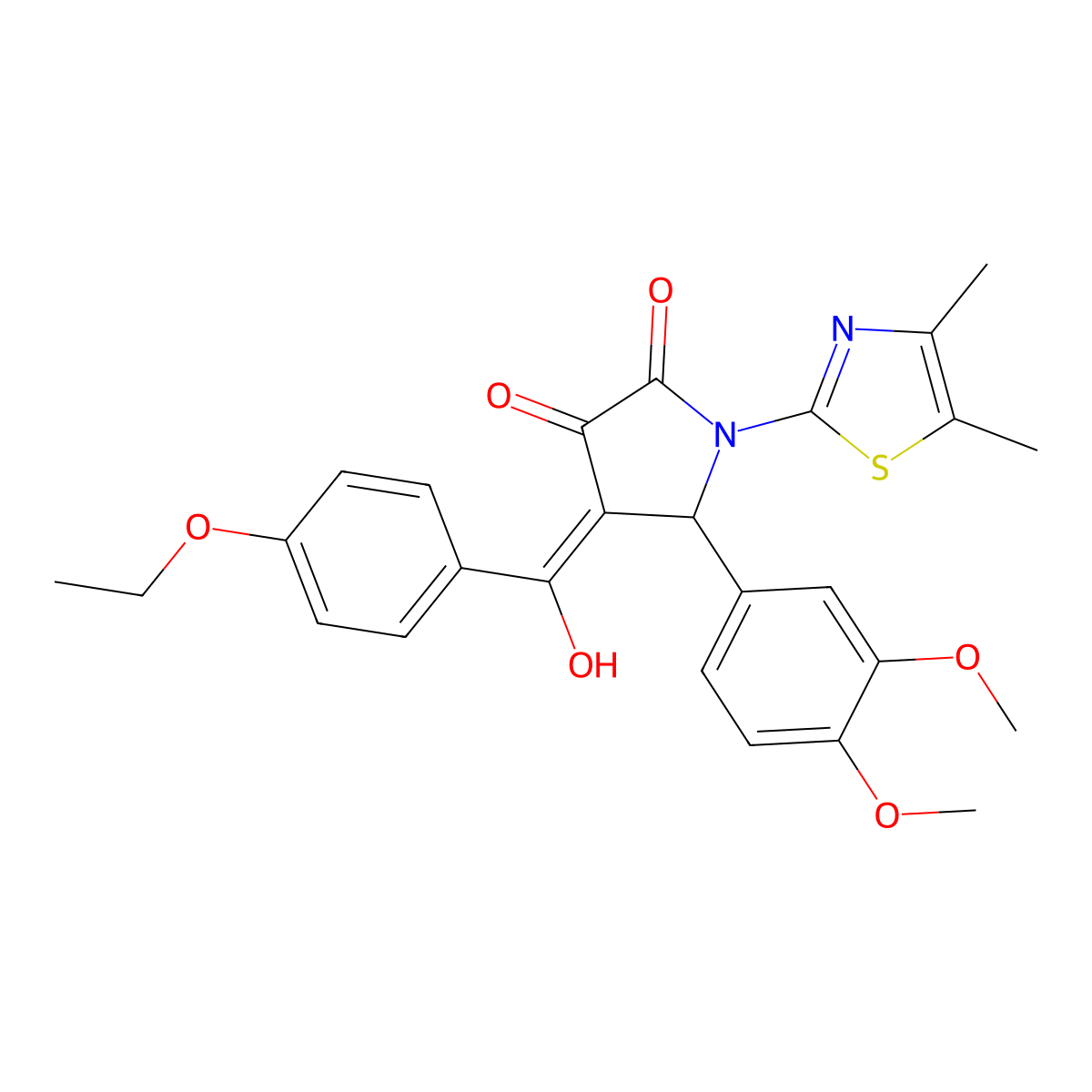 5-(3,4-Dimethoxyphenyl)-1-(4,5-dimethyl-1,3-thiazol-2-yl)-4-[(4-ethoxyphenyl)-hydroxymethylidene]pyrrolidine-2,3-dione molecular structure, CAS 573931-25-6