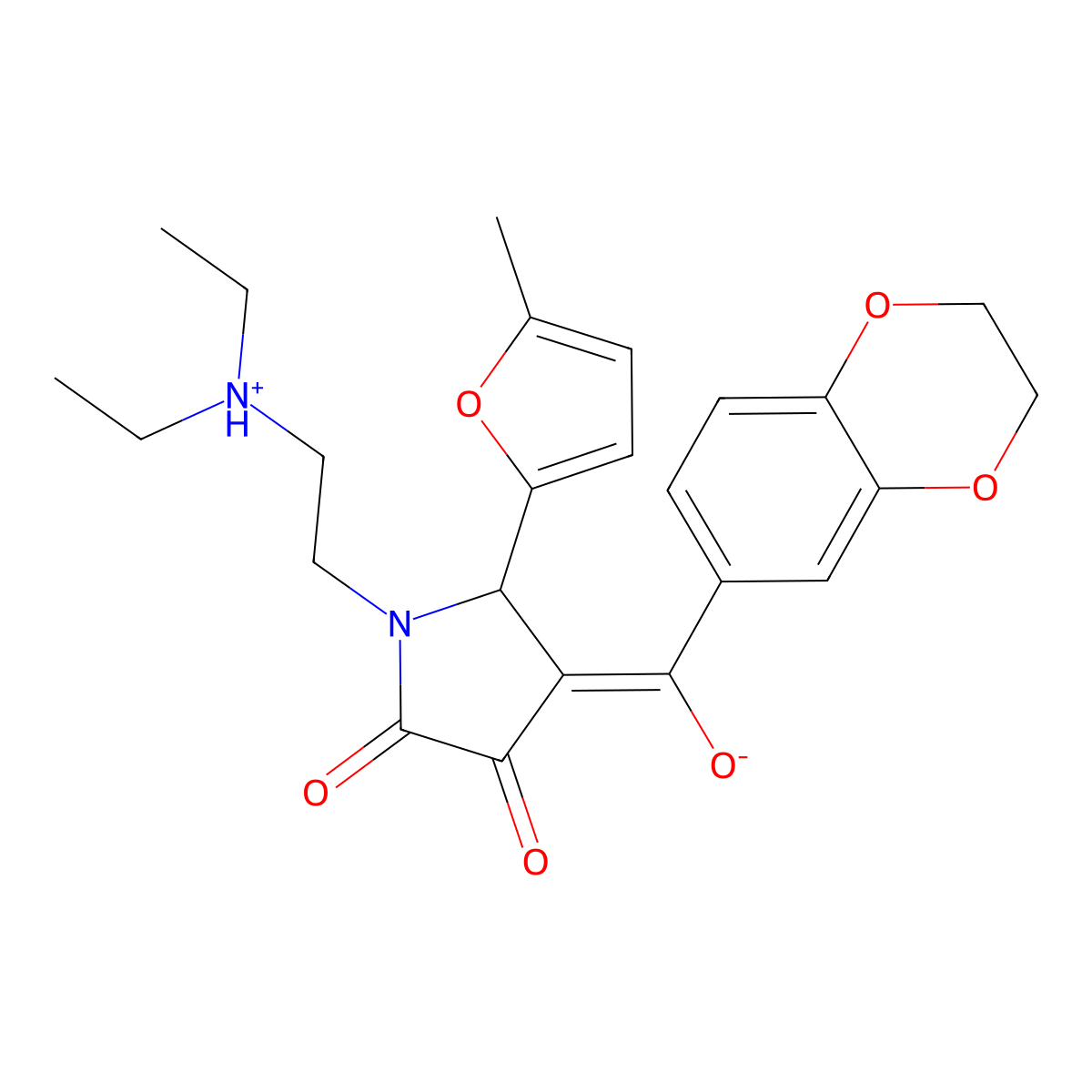 1-[2-(diethylamino)ethyl]-4-(2,3-dihydro-1,4-benzodioxine-6-carbonyl)-3-hydroxy-5-(5-methylfuran-2-yl)-2,5-dihydro-1H-pyrrol-2-one molecular structure, CAS 573931-26-7