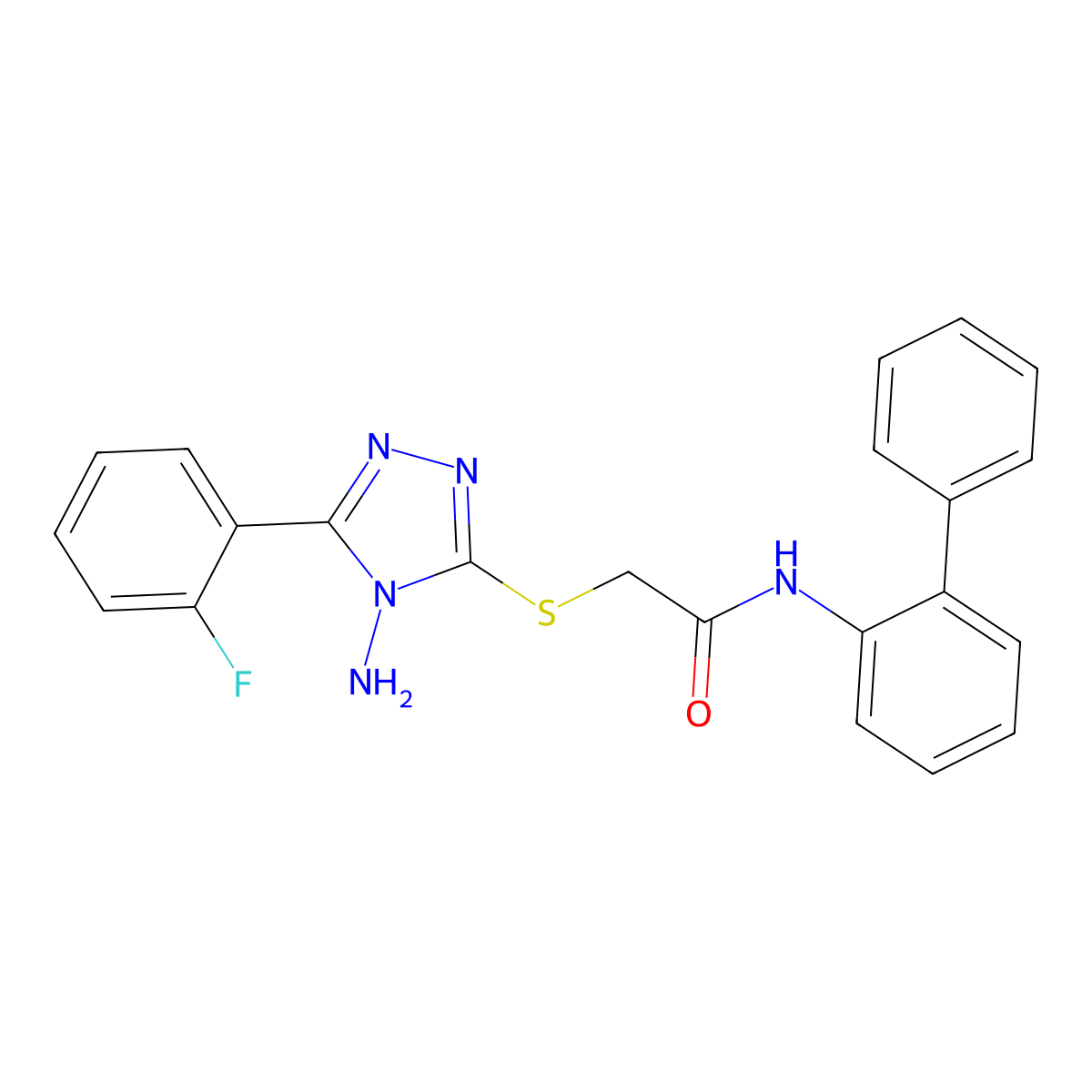 2-{[4-amino-5-(2-fluorophenyl)-4H-1,2,4-triazol-3-yl]sulfanyl}-N-(biphenyl-2-yl)acetamide molecular structure, CAS 573931-47-2