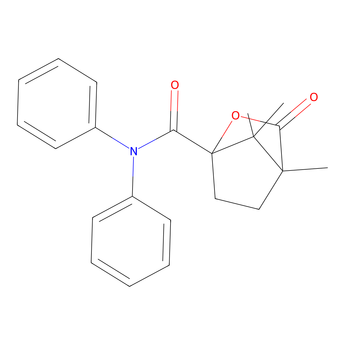 4,7,7-trimethyl-3-oxo-N,N-diphenyl-2-oxabicyclo[2.2.1]heptane-1-carboxamide molecular structure, CAS 573931-59-6