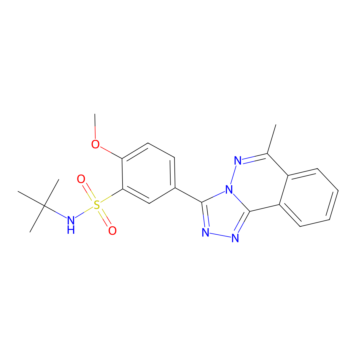 N-tert-butyl-2-methoxy-5-(6-methyl-[1,2,4]triazolo[3,4-a]phthalazin-3-yl)benzenesulfonamide molecular structure, CAS 573931-85-8