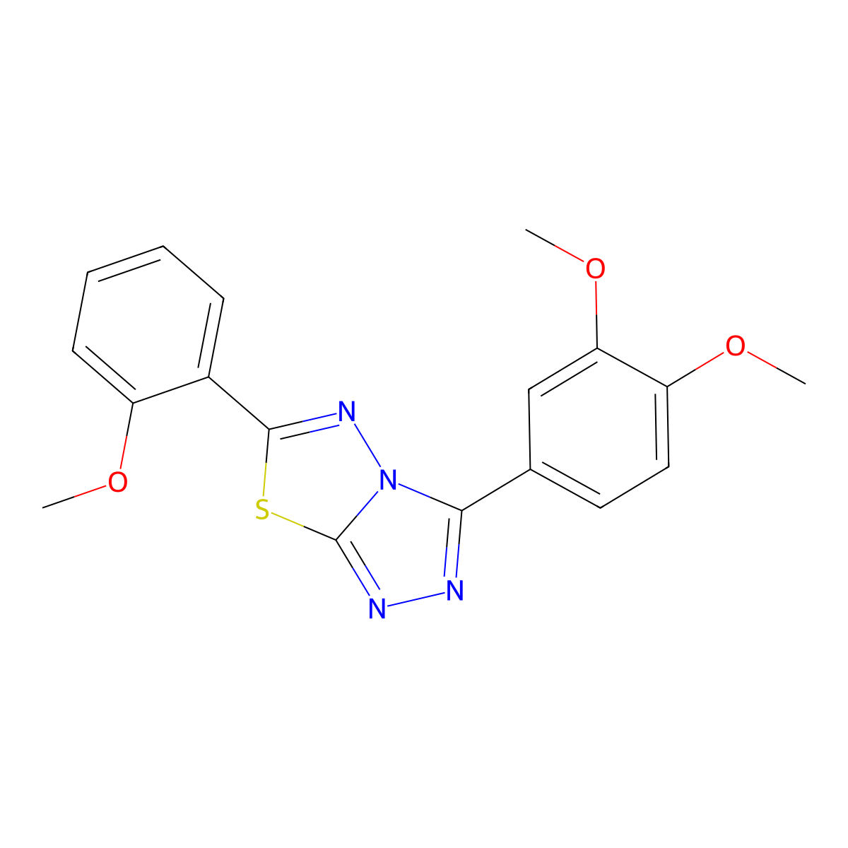 3-(3,4-Dimethoxyphenyl)-6-(2-methoxyphenyl)[1,2,4]triazolo[3,4-b][1,3,4]thiadiazole molecular structure, CAS 573931-98-3