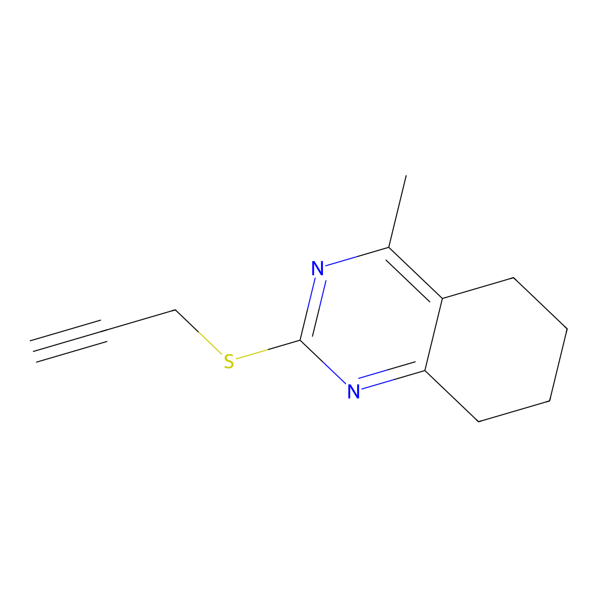 4-Methyl-2-prop-2-ynylsulfanyl-5,6,7,8-tetrahydroquinazoline molecular structure, CAS 573932-16-8