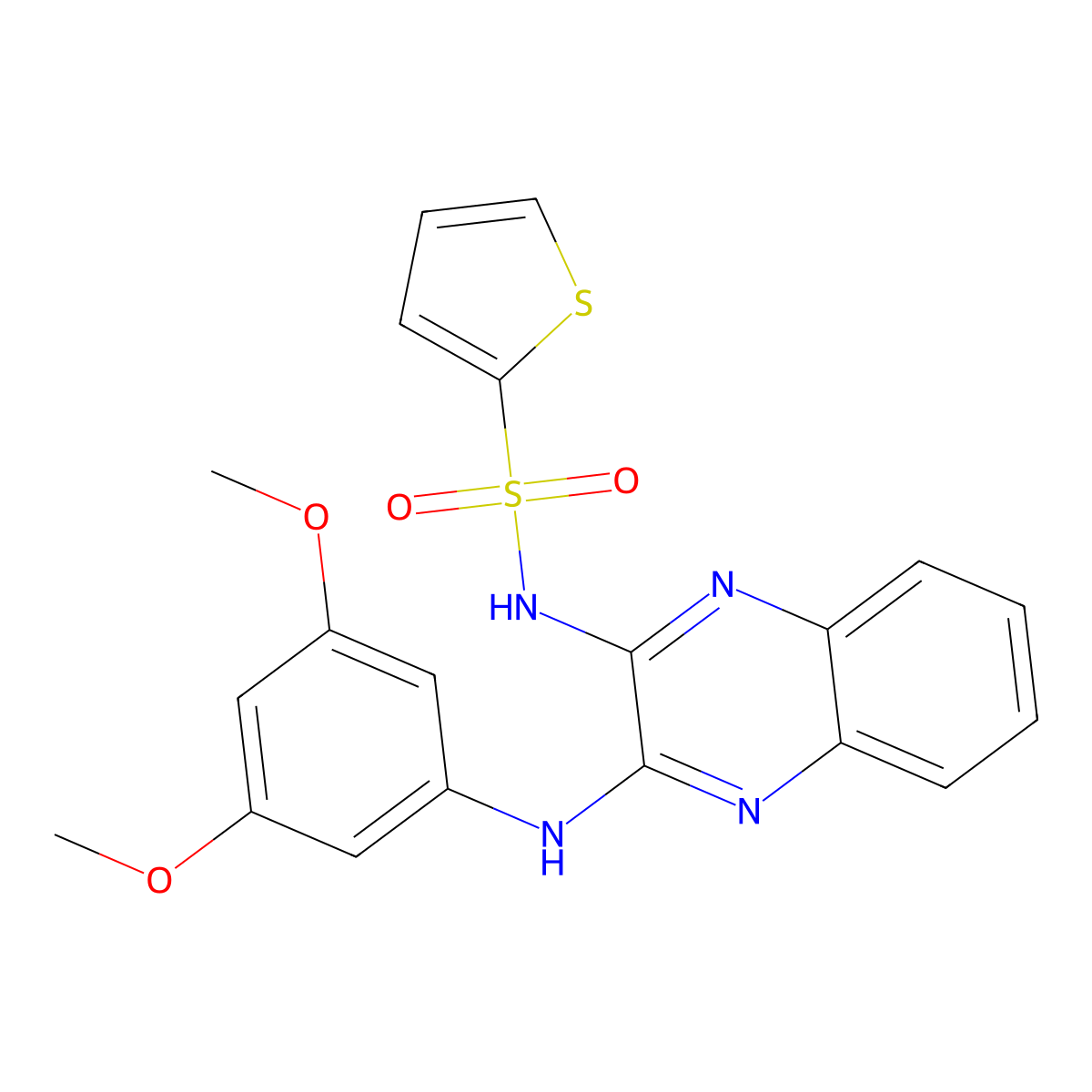 N-{3-[(3,5-dimethoxyphenyl)amino]quinoxalin-2-yl}thiophene-2-sulfonamide molecular structure, CAS 573932-22-6