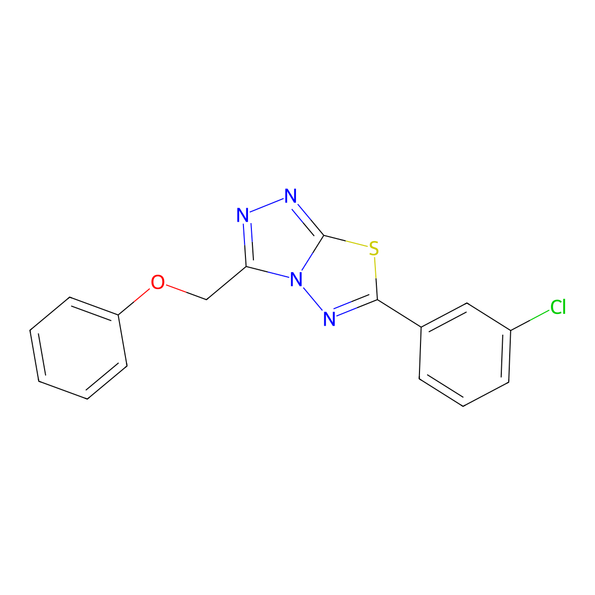6-(3-Chlorophenyl)-3-(phenoxymethyl)-[1,2,4]triazolo[3,4-b][1,3,4]thiadiazole molecular structure, CAS 573932-39-5