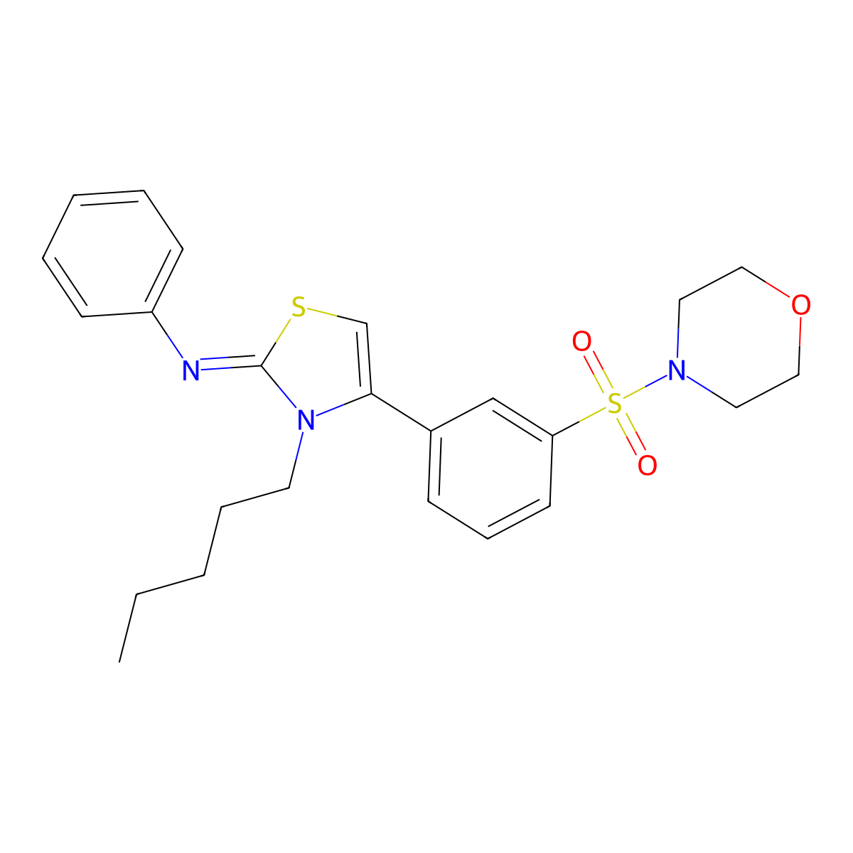 N-[(2Z)-4-[3-(morpholin-4-ylsulfonyl)phenyl]-3-pentyl-1,3-thiazol-2(3H)-ylidene]aniline molecular structure, CAS 573932-49-7