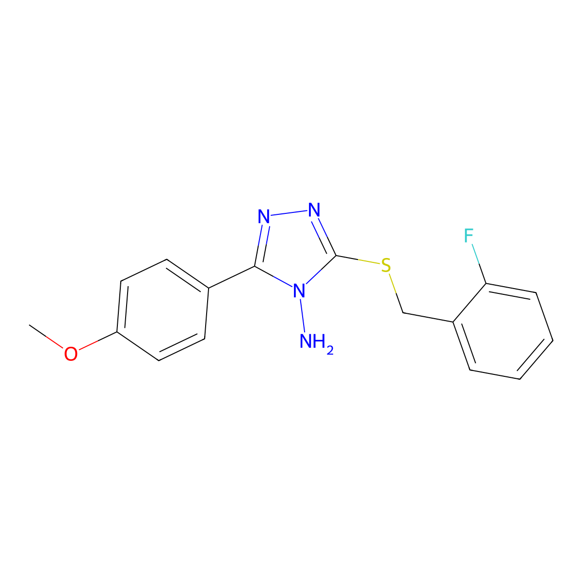 3-((2-Fluorobenzyl)thio)-5-(4-methoxyphenyl)-4H-1,2,4-triazol-4-amine molecular structure, CAS 573932-68-0