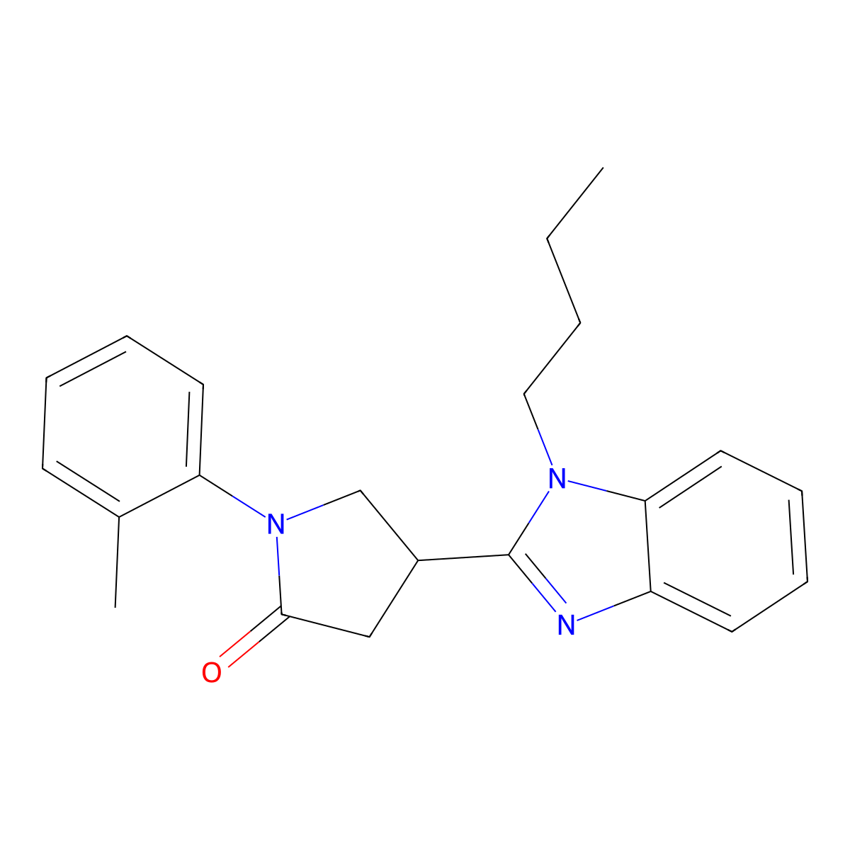 4-(1-butyl-1H-benzo[d]imidazol-2-yl)-1-(o-tolyl)pyrrolidin-2-one molecular structure, CAS 573932-69-1
