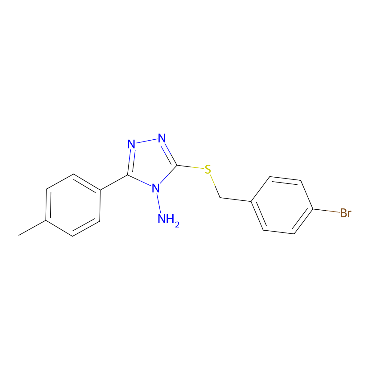 3-[(4-Bromophenyl)methylthio]-5-(4-methylphenyl)-1,2,4-triazole-4-ylamine molecular structure, CAS 573932-71-5