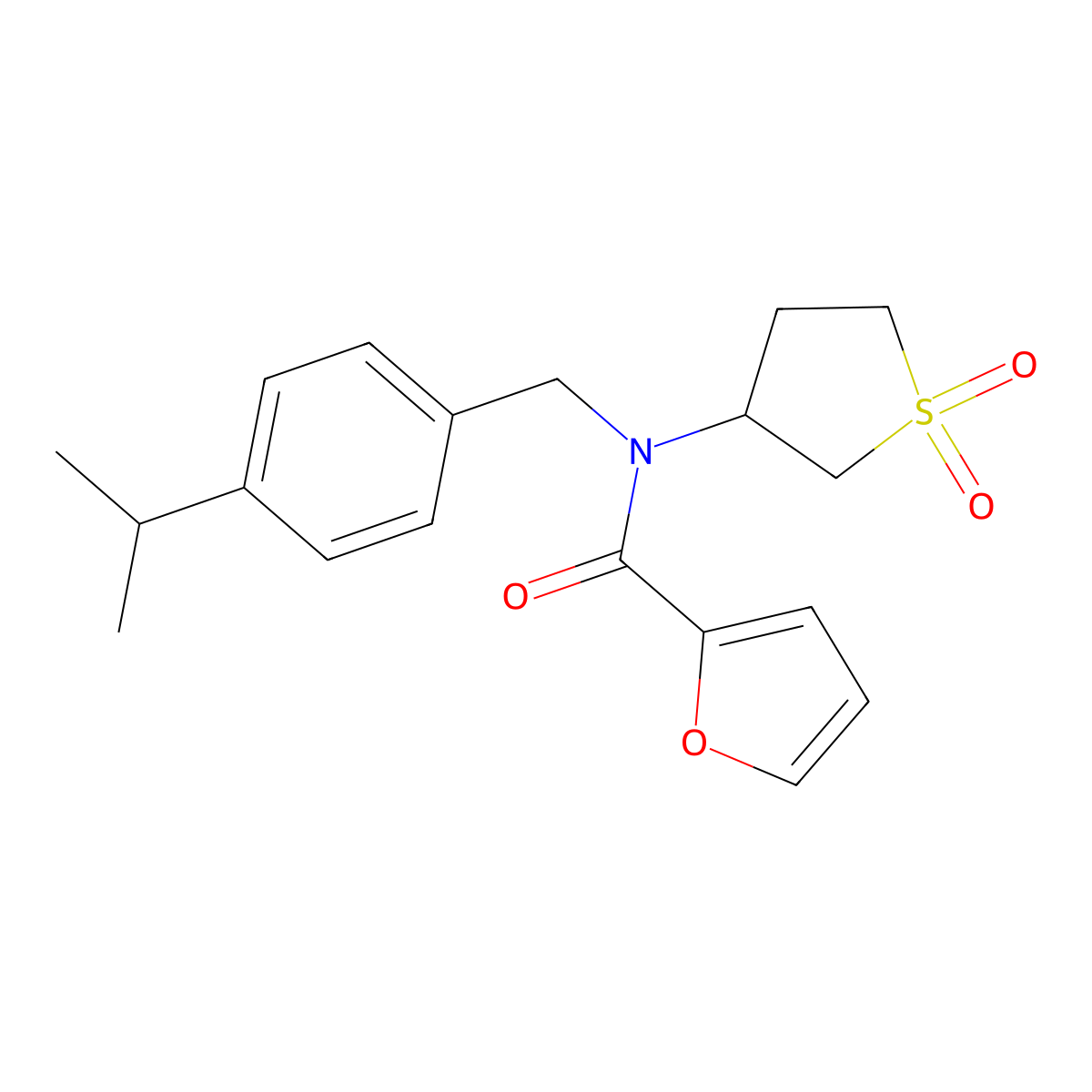 N-(1,1-dioxidotetrahydro-3-thienyl)-N-(4-isopropylbenzyl)-2-furamide molecular structure, CAS 573932-77-1