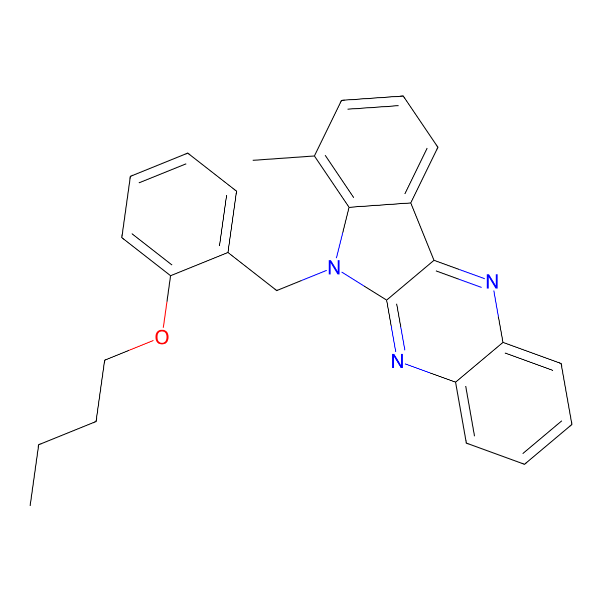 6-(2-butoxybenzyl)-7-methyl-6H-indolo[2,3-b]quinoxaline molecular structure, CAS 573932-95-3