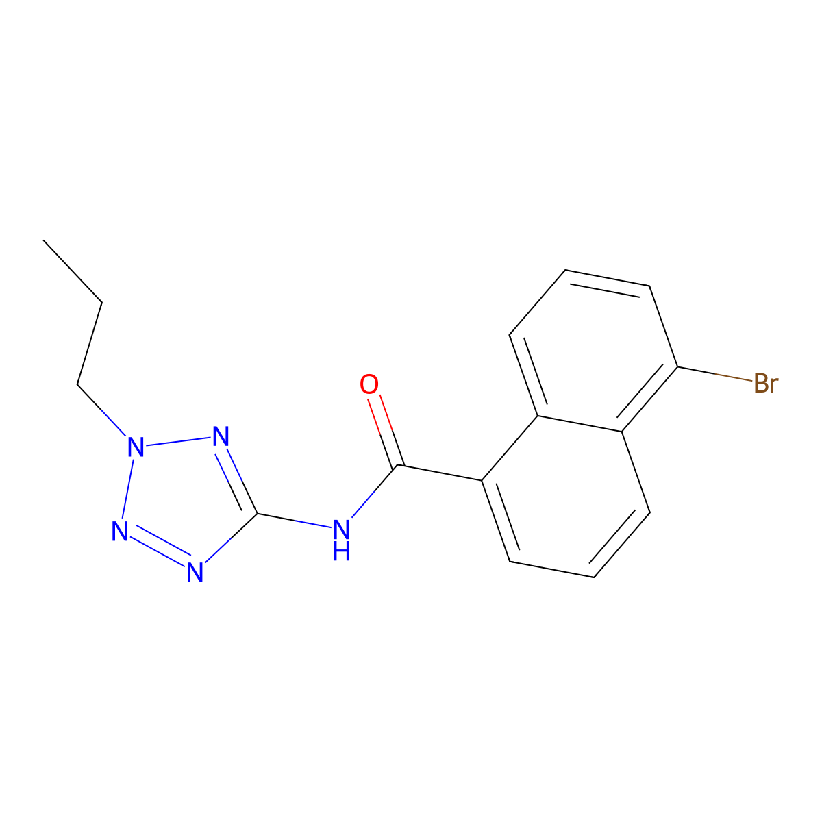 5-bromo-N-(2-propyltetrazol-5-yl)naphthalene-1-carboxamide molecular structure, CAS 573932-96-4
