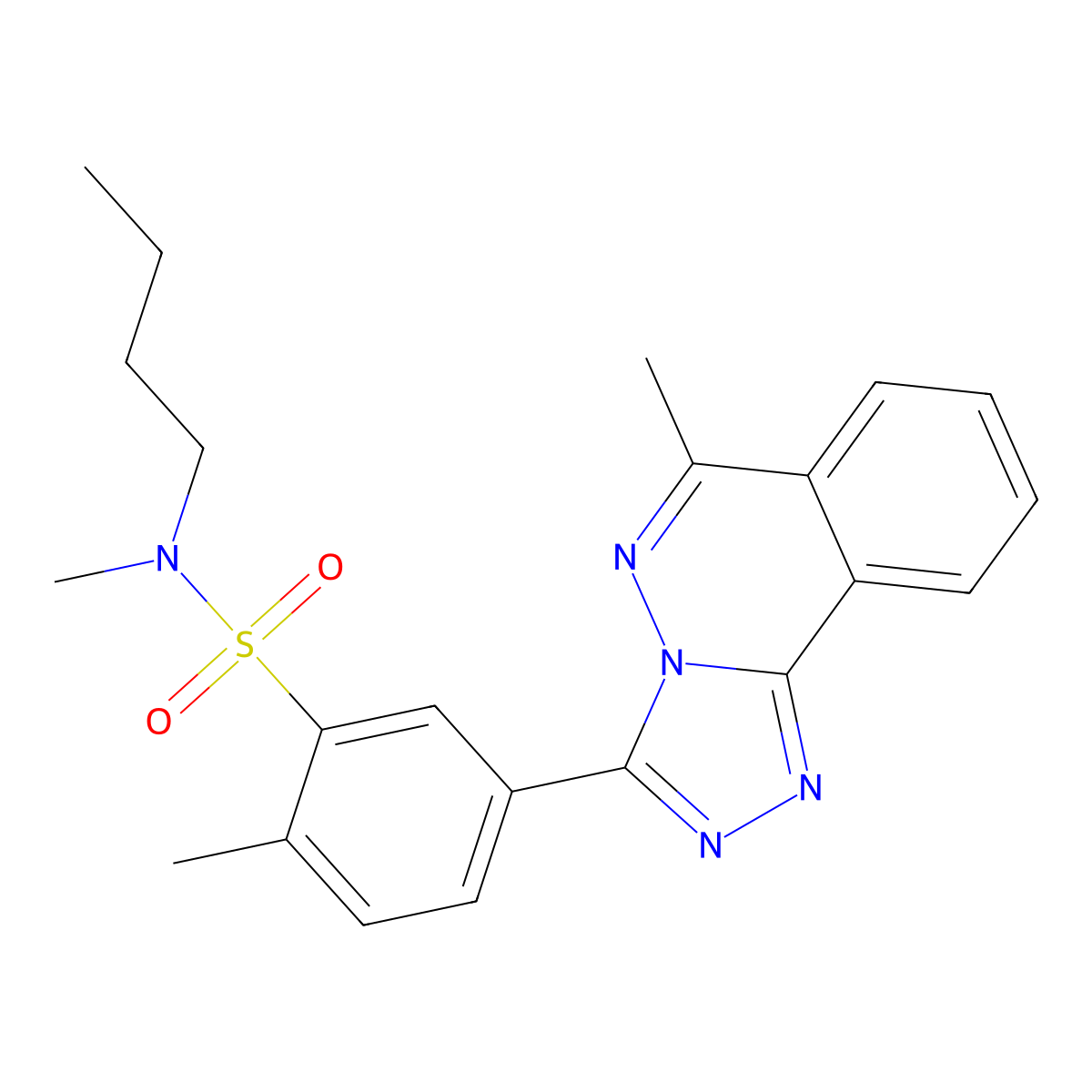 N-butyl-N,2-dimethyl-5-(6-methyl-[1,2,4]triazolo[3,4-a]phthalazin-3-yl)benzenesulfonamide molecular structure, CAS 573933-10-5