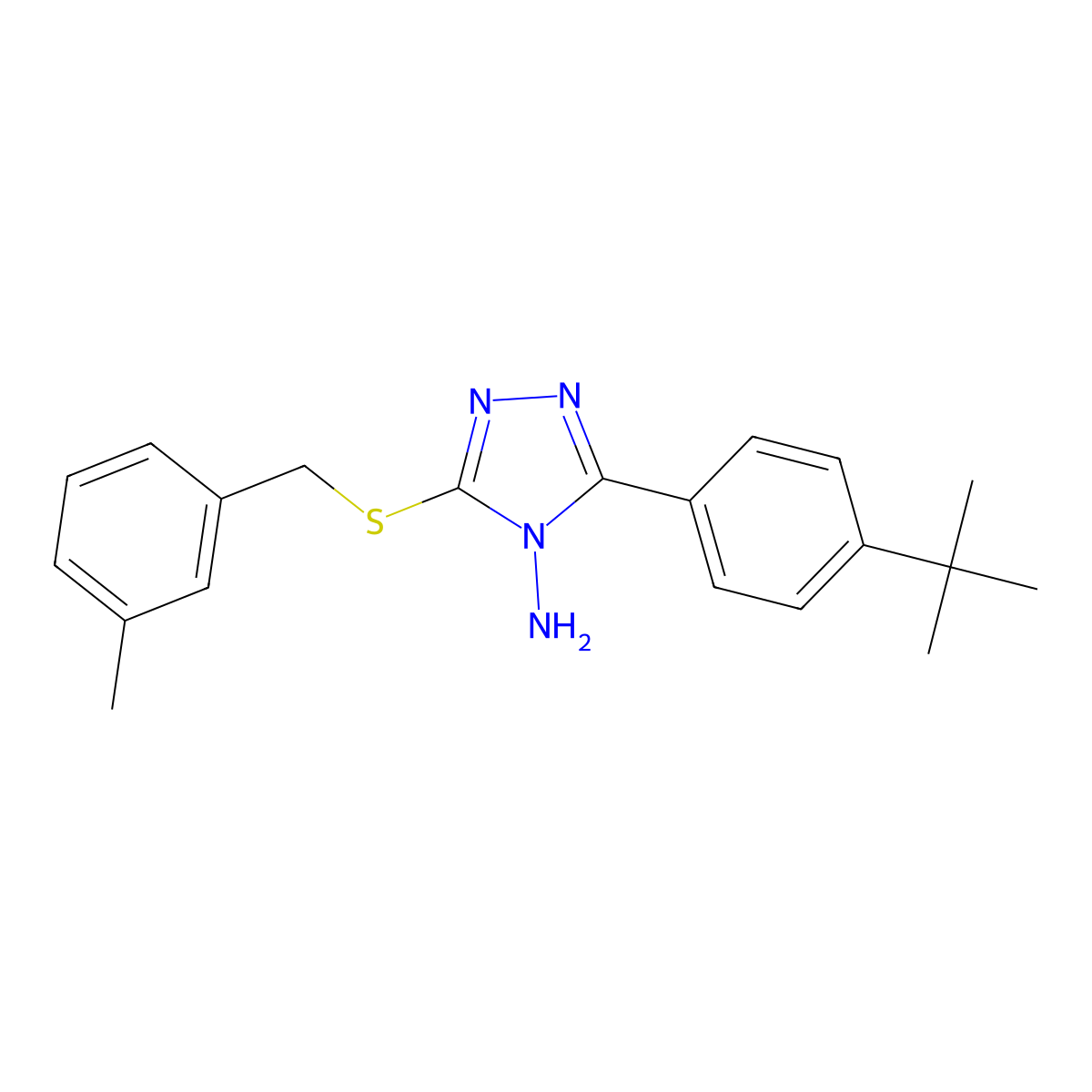 3-(4-tert-butylphenyl)-5-[(3-methylbenzyl)sulfanyl]-4H-1,2,4-triazol-4-amine molecular structure, CAS 573933-19-4