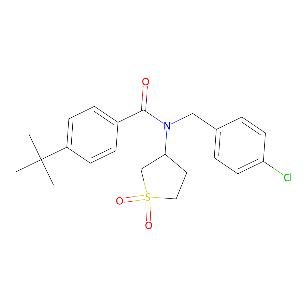 4-tert-butyl-N-(4-chlorobenzyl)-N-(1,1-dioxidotetrahydrothiophen-3-yl)benzamide molecular structure, CAS 573933-47-8