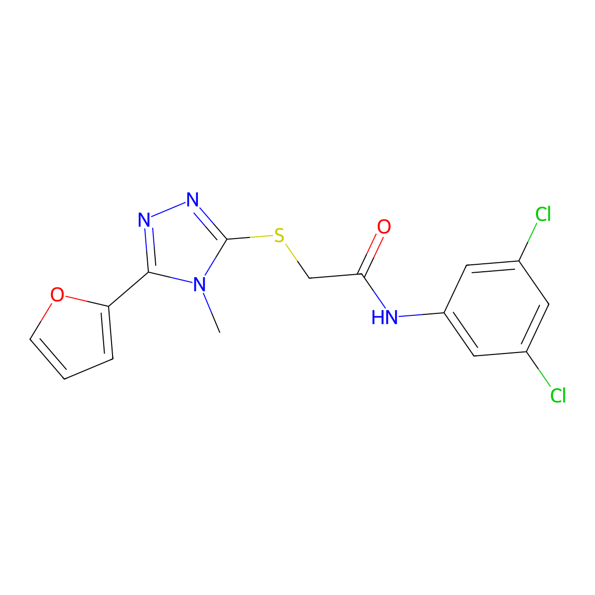 N-(3,5-dichlorophenyl)-2-{[5-(furan-2-yl)-4-methyl-4H-1,2,4-triazol-3-yl]sulfanyl}acetamide molecular structure, CAS 573933-52-5