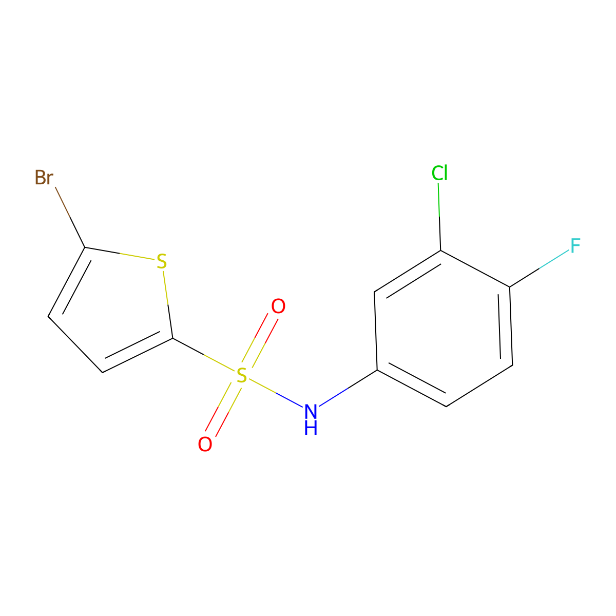 5-bromo-N-(3-chloro-4-fluorophenyl)thiophene-2-sulfonamide molecular structure, CAS 573933-55-8