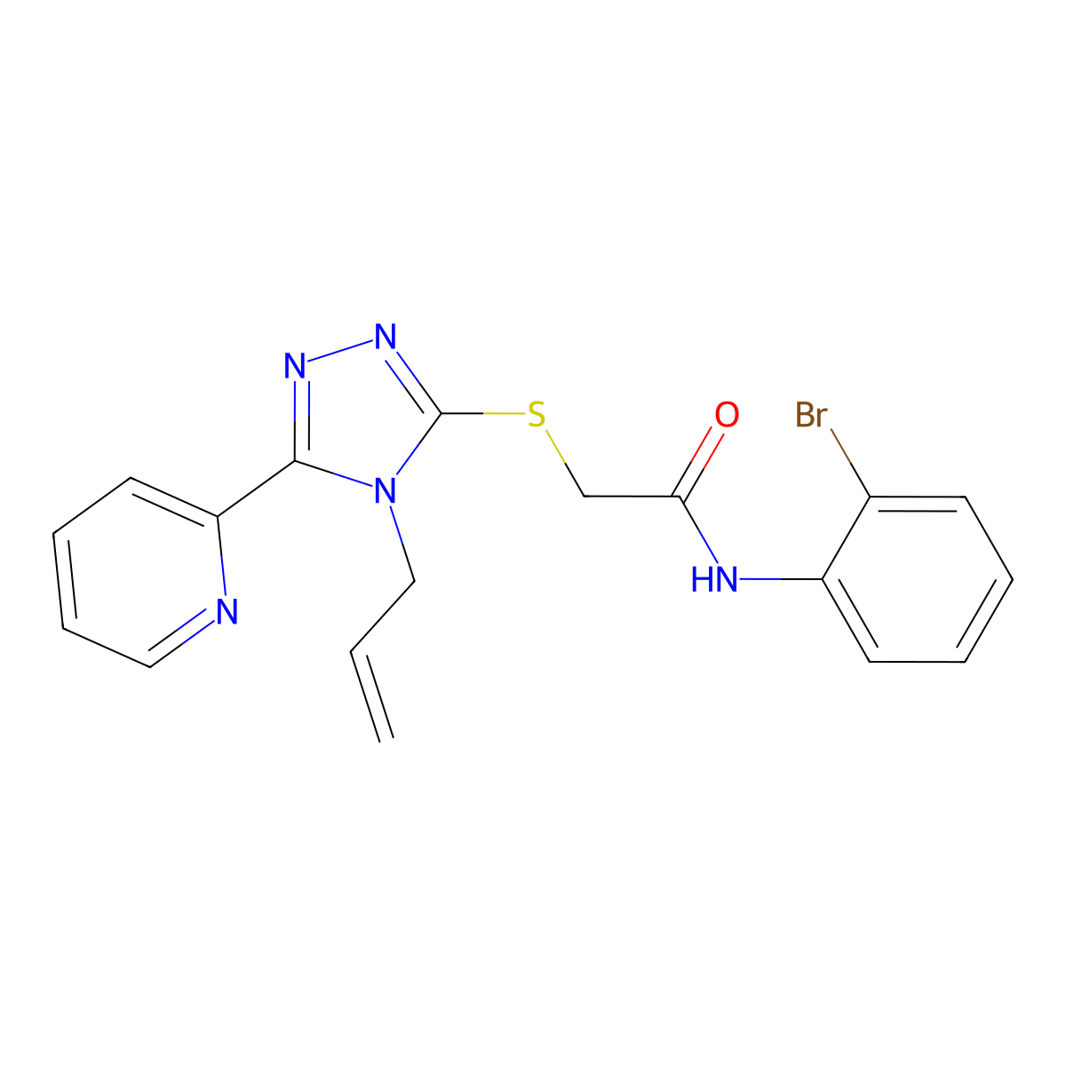 2-((4-Allyl-5-(2-pyridinyl)-4H-1,2,4-triazol-3-YL)thio)-N-(2-BR-PH)acetamide molecular structure, CAS 573933-57-0