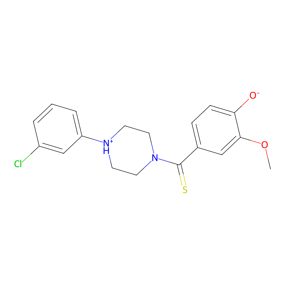 4-{[4-(3-Chlorophenyl)-1-piperazinyl]carbonothioyl}-2-methoxyphenol molecular structure, CAS 573933-70-7