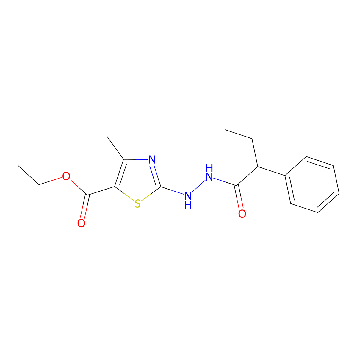 Ethyl 4-methyl-2-[2-(2-phenylbutanoyl)hydrazino]-1,3-thiazole-5-carboxylate molecular structure, CAS 573933-81-0
